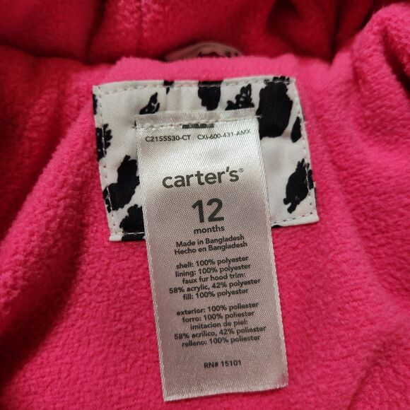 Girls Winter Outerwear Bundle • Size 12M • Carter’s Jacket + London Fog Bibs - Picture 3 of 8